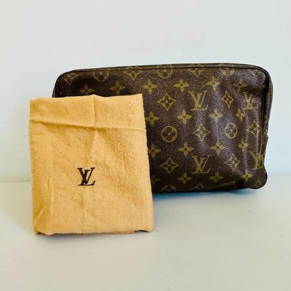 LOUIS VUITTON TROUSSE MONOGRAM LOGO CANVAS COSMETIC CASE TRAVEL POUCH VINTAGE - Picture 1 of 11